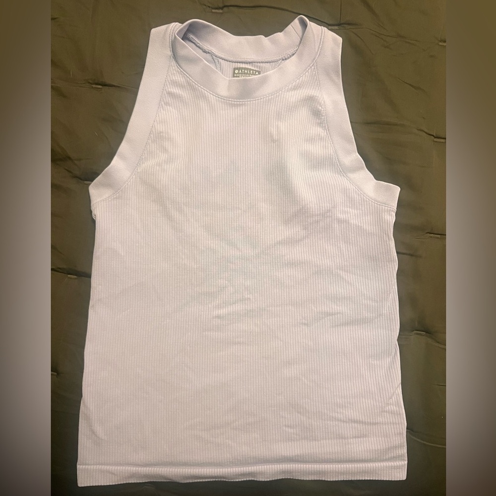 Athleta Ribbed Workout Tanktop Size M Light Blue